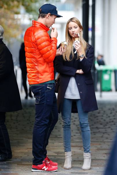 Parigi, 29 ottobre 2014: Tomas Berdych con la fidanzata Ester Satorova a Bercy (Olycom)